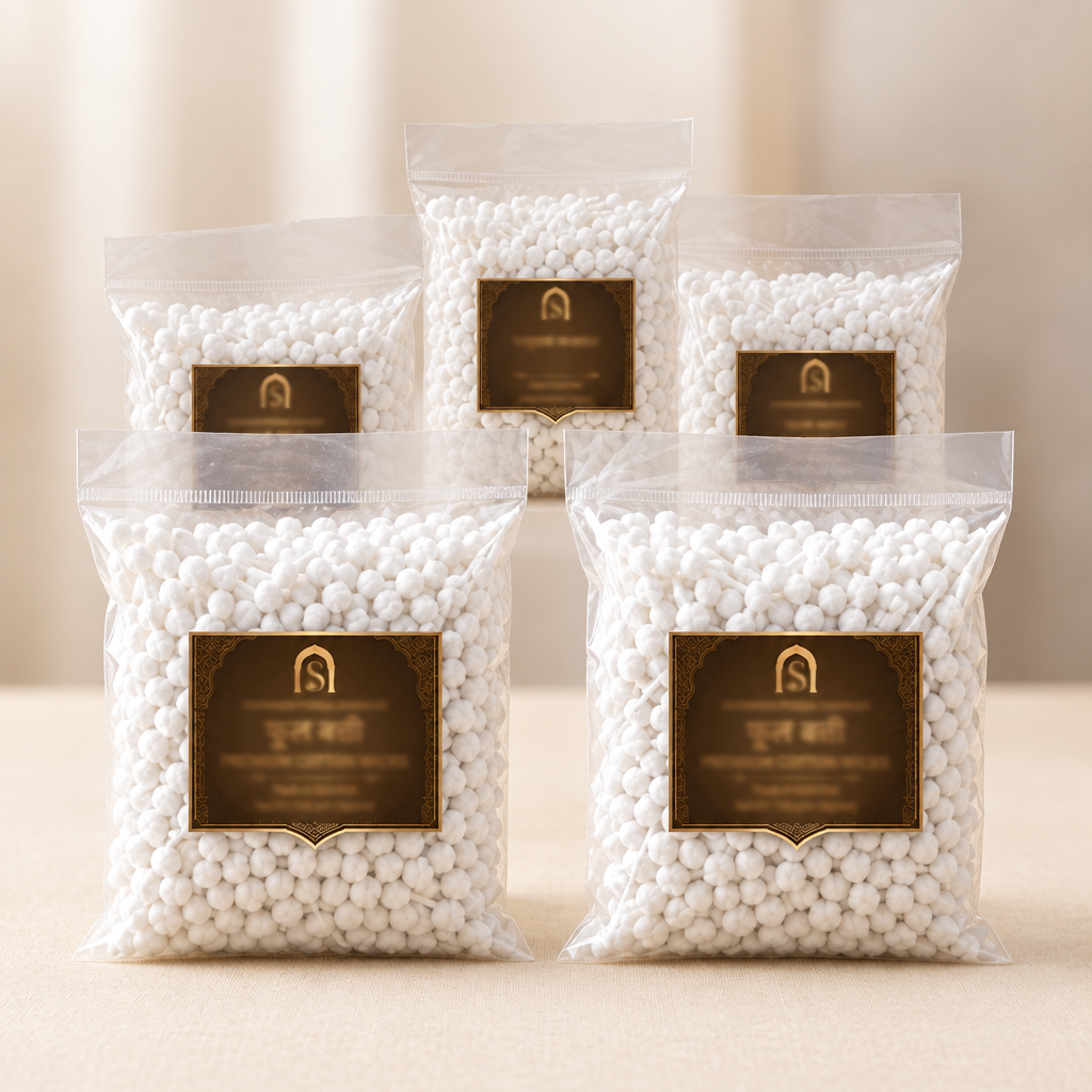 Five packets of cotton wicks for puja and aarti