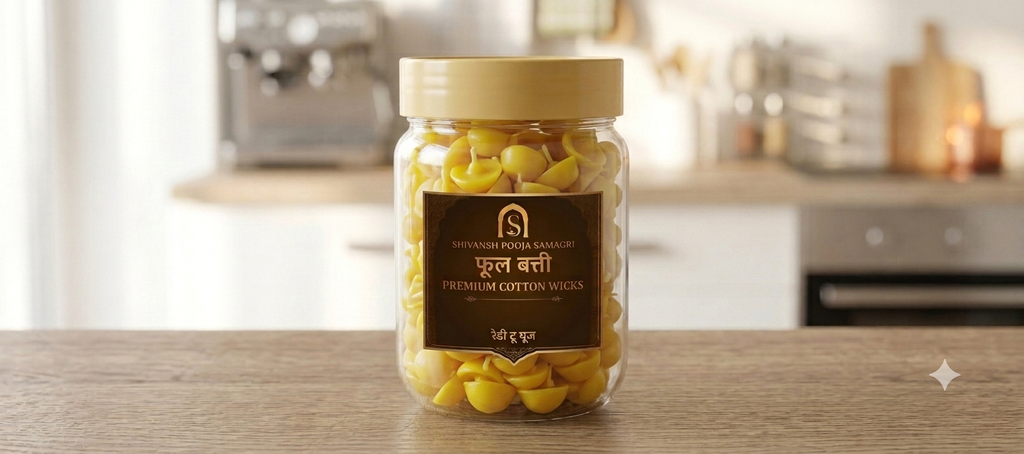 Ready-to-Use Ghee Phool Batti for Puja | 2 Jars, 60 Battis