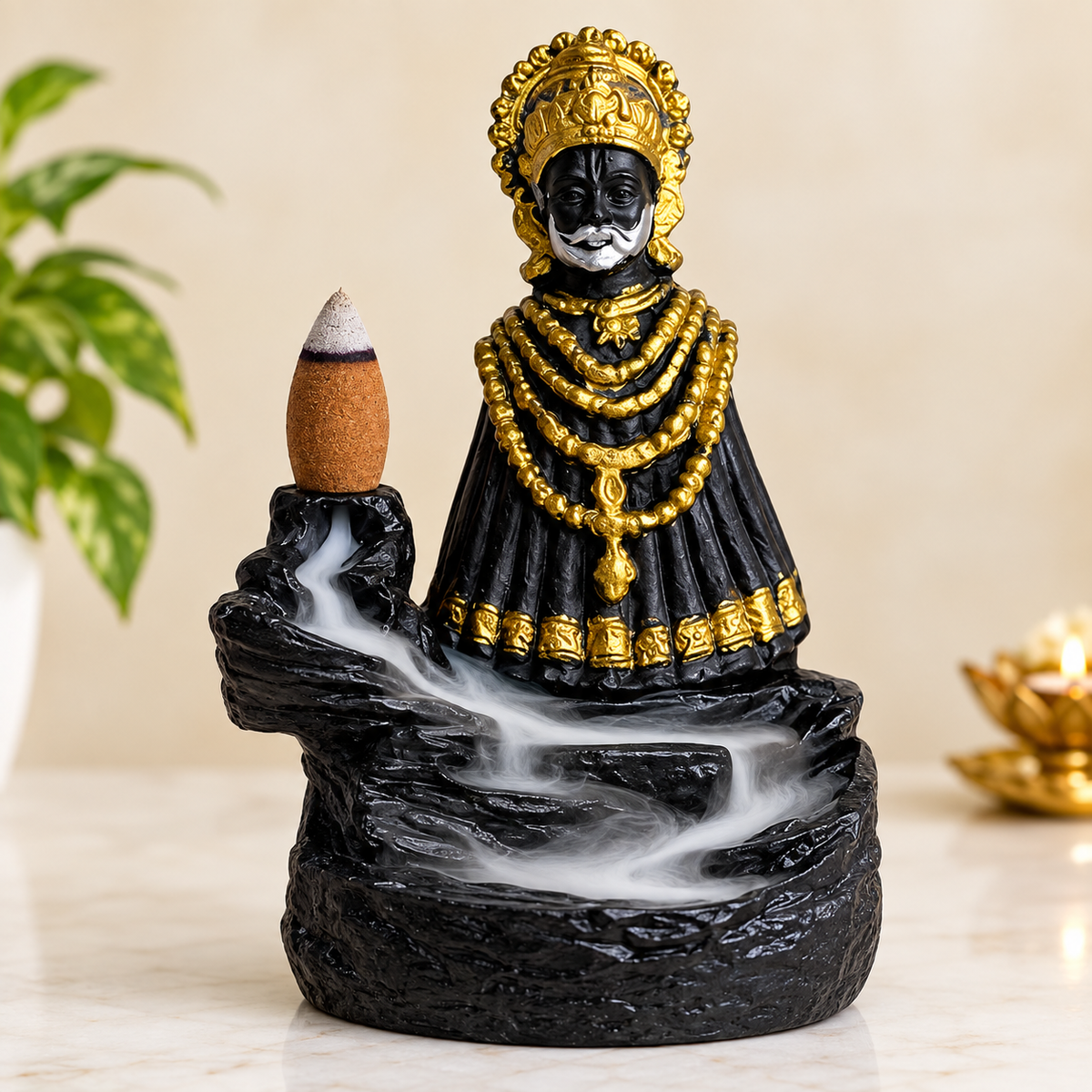 Khatu Shyam Ji Smoke Fountain Idol with 51 Assorted Backflow Dhoop Cones