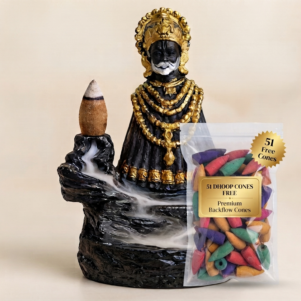 Khatu Shyam Ji Smoke Fountain Idol with 51 Assorted Backflow Dhoop Cones