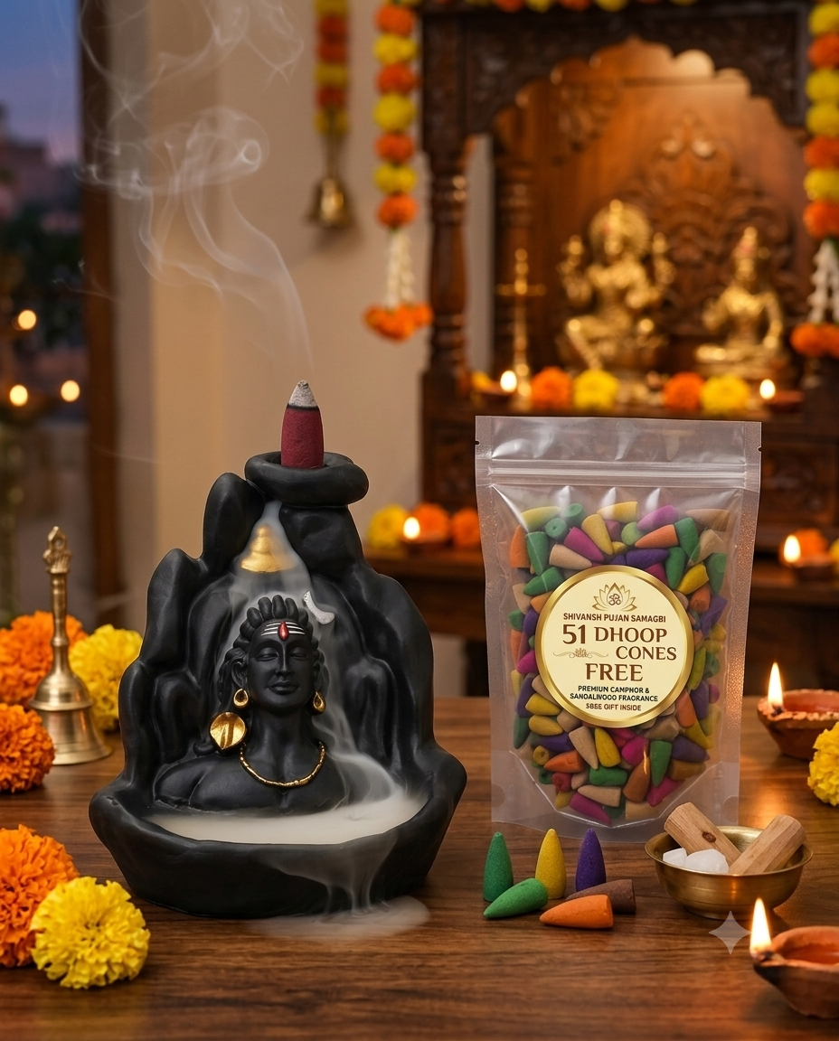 Spiritual Adiyogi Statue Dhoop Cone Holder for Home Decor & Positive Energy