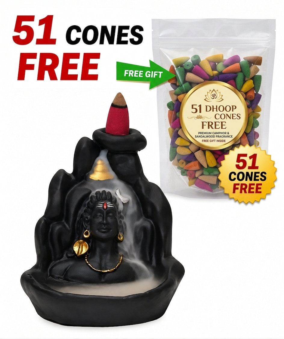 Spiritual Adiyogi Statue Dhoop Cone Holder for Home Decor & Positive Energy